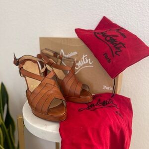 Christian Louboutin Brown Leather Platform Sandals